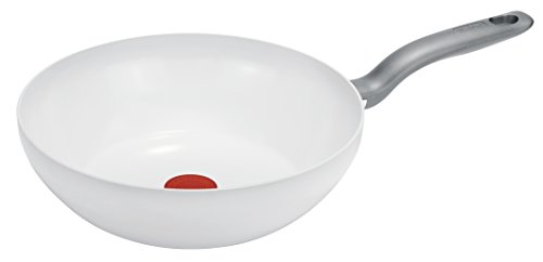 Tefal C90819 Ceramic Control Wok-Pfanne 28cm | sichere Keramikbeschichtung | Thermo-Spot Temperaturindikator | Leichte Reinigung | für Alle Herdarten Geeignet | Inklusive Induktion | Weiß von Tefal