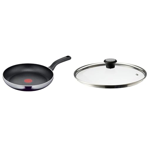 Tefal D52606 Resist Bratpfanne 28 cm | sichere Titanium Antihaftversiegelung & Glasdeckel 28 cm, Edelstahlfassung, Spülmaschinenfest, Dampfventil, Thermokunststoffgriff, 28097712 von Tefal