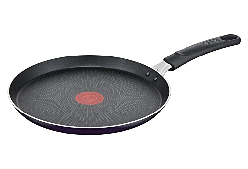 Tefal Resist Crêpepfanne 25 cm, Pfannkuchenpfanne nicht induktionsgeeignet, Titanium Antihaftversiegelung, Thermo-Signal bei idealer Brattemperatur, leichte Reinigung, schwarz, D52610 von Tefal