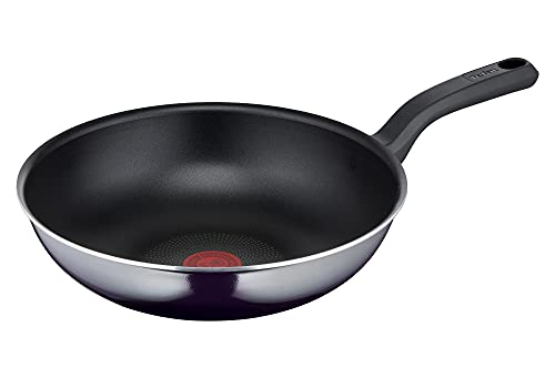 Tefal D52619 Resist Wokpfanne| sichere Titanium Antihaftversiegelung | Thermo-Signal Temperaturindikator | leichte Reinigung | Flame Protect-Technologie | Schwarz|28 cm / tief von Tefal