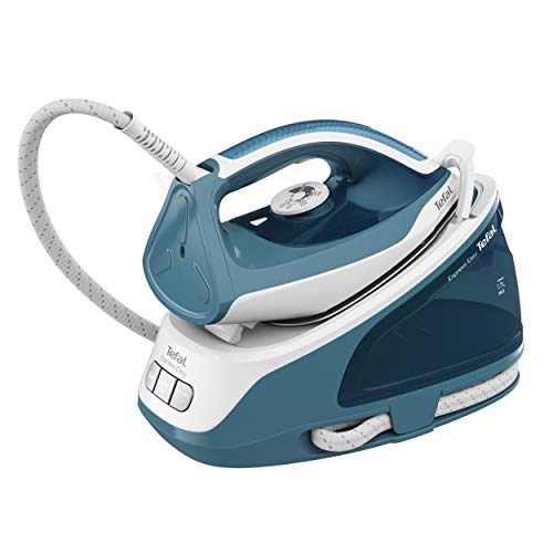 Tefal Dampfbügelstation Express Easy SV6131 | 5,8 bar | Dampfstoß 350 g/Min. | Dauerdampf 120 g/Min. | Calc Clear-Technologie | Xpress Glide Bügelsohle | Automatische Abschaltung | Blau/Weiß von Tefal