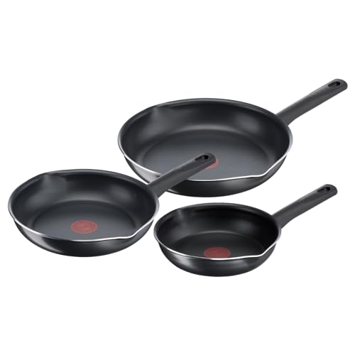 Tefal B56490 Day By Day On 3-Teiliges Pfannenset 20/24/28 Cm | Antihaftversiegeltes Kochgeschirr | Hochleistungsfähige Titanium Antihaftversiegelung | Schwarz [Nicht für Induktion geeignet] von Tefal