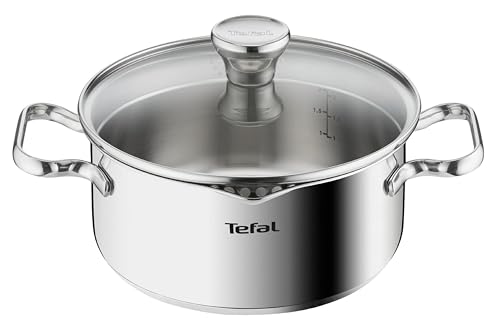 Tefal Duetto A70542 Kochtopf 20 cm, hochwertiger Edelstahl 18/10, graduiert, Ausgießdeckel, für alle Herdarten geeignet, auch Induktion von Tefal