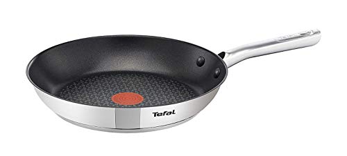 Tefal Duetto Pfanne 24 cm, Edelstahlpfanne Induktion, sichere Antihaftversiegelung, Thermo-Signal bei idealer Brattemperatur, gesundes Kochen, für alle Herdarten geeignet, A70404 von Tefal