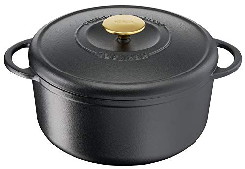 Tefal Heritage Kochtopf, Gusseisen, rund, 19 cm, 2,2 l, Induktion, E2230204, Schwarz von Tefal