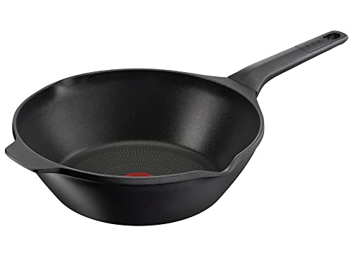 Tefal E24919 Robusto Aluguss Wokpfanne 28 cm | einfache Reinigung | Antihaftversiegelung | Thermo-Signal Temperaturanzeiger | spülmaschinenfest | induktionsgeeignet | Schwarz von Tefal