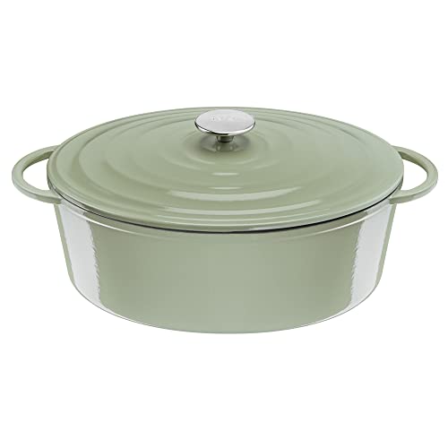 Tefal E25806 LOV Ovaler Bräter 34 cm | wiedergewonnenes Gusseisen | optimale Wärmespeicherung | für alle Herdarten | induktionsgeeignet | backofengeeignet bis 250°C | spülmaschinenfest | Hellgrün von Tefal