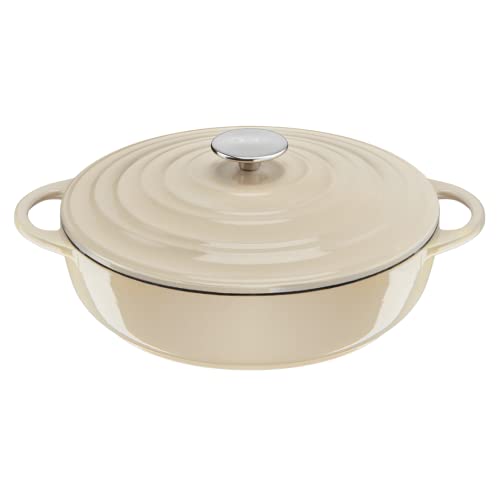 Tefal E25972 LOV Servierpfanne 28 cm | wiedergewonnenes Gusseisen | optimale Wärmespeicherung | für alle Herdarten | induktionsgeeignet | backofengeeignet bis 250°C | spülmaschinenfest | Beige von Tefal