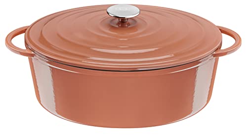 Tefal E26006 LOV Ovaler Bräter 34 cm | wiedergewonnenes Gusseisen | optimale Wärmespeicherung | für alle Herdarten | induktionsgeeignet | backofengeeignet bis 250°C | spülmaschinenfest | Terracotta von Tefal