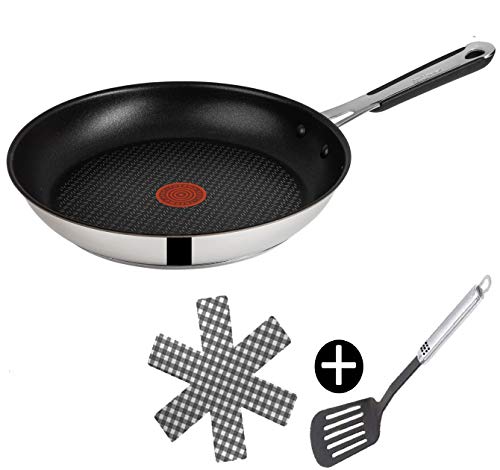 Tefal E30 Jamie Oliver Pfanne 20 cm Induktion 3 tlg -SET1- Bratpfanne klein Antihaft-beschichtet, Edelstahl, Spülmaschinenfest, Backofengeeignet, Induktionsherd geeignet, Silber von Tefal