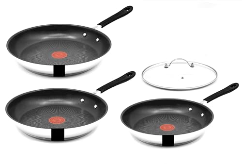 Tefal E30 Jamie Oliver Pfannenset Induktion 6tlg -SET16- Antihaft-Pfanne Edelstahl 28 cm + 24 cm + 20cm mit Deckel, Backofenfest, Spülmaschinenfest, hohe Bratpfannen von Tefal