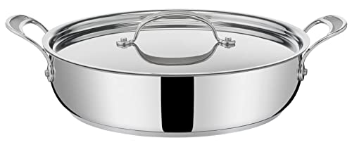 Tefal Jamie Oliver Cook‘s Classic Servierpfanne 30 cm, Schmorpfanne Induktion mit Antihaftversiegelung, Thermo-Signal bei idealer Brattemperatur, für alle Herdarten geeignet, Edelstahl, E30690 von Tefal
