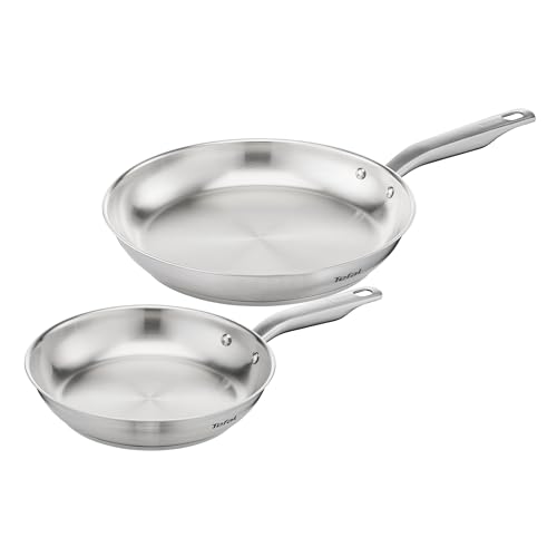 Tefal E492S2 Virtuoso 2-teiliges Pfannenset | 24 + 28 cm | hochwertiger Premium-Edelstahl | unversiegelt | gebürstetes Finish | induktionsgeeignet | Backofengeeignet bis zu 250°C von Tefal