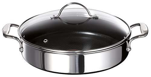 Tefal E79071 Jamie Oliver Induction Servierpfanne mit 2 Seitengriffen und Glasdeckel, 25 cm, 2,8L, Edelstahl, 37.6 x 21 x 13 cm von Tefal