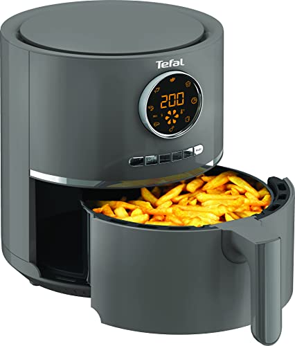 Tefal EY111B Ultra Fry Heißluftfritteuse Air Fryer, Frittieren, Rösten, Grillen, Backen, 1,2 kg für 6 Personen, 8 Kochprogramme, Digitales Display, energiesparend, gesunde Friteuse ohne Öl, Grau von Tefal