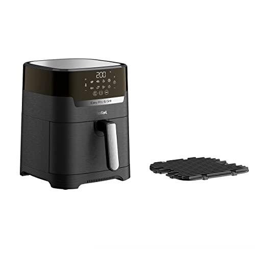 Tefal EY5058 Easy Fry & Grill Heißluftfritteuse | 2-in-1 Technologie (Air Fryer und Grill) | Digitales Display | 4,2 Liter für 6 Portionen | 8 Kochprogramme | energiesparend | ohne Öl | Schwarz, XL von Tefal