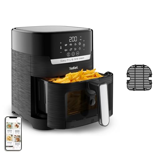 Tefal Easy Fry & Grill Vision Heißluftfritteuse, 4,2 L Kapazität, 2-in-1 Technologie, Sichtfenster, Extra Crisp-Technologie, energiesparend, Touchscreen, schwarz, EY5068 von Tefal