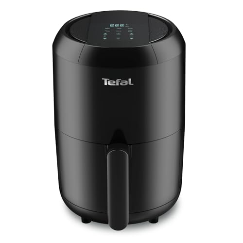 Tefal Mini Heißluftfritteuse Easy Fry Compact, Heissluftfritteuse klein 1-2 Personen: 1,6 l Kapazität, 6 automatische Programme, Digitales Display, energiesparend, Friteuse ohne Öl, schwarz, EY3018 von Tefal