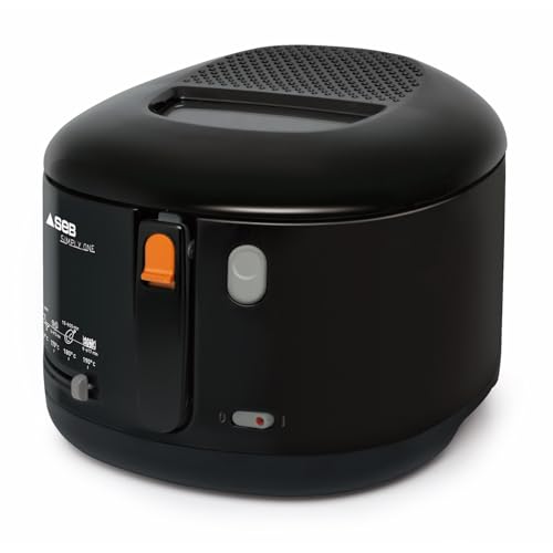 Tefal Simply One Elektrische Fritteuse, XL Fassungsvermögen für bis zu 1,2 kg Pommes, exklusives Kühlwandsystem, spülmaschinenfeste Teile, Sichtfenster, einstellbares Thermostat, schwarz, FF1608 von Tefal