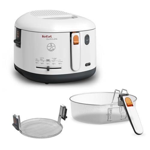 Tefal Fritteuse Filtra One, 1.900 W, Kapazität 1,2 Kg, Clean-Oil-System, Auffangsieb für Frittierreste, wärmeisoliert, spülmaschinenfest, weiß, FF1631 von Tefal