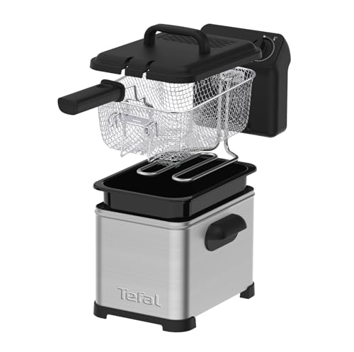 Tefal Family Pro Access 4,0L Fritteuse, 3000 Watt, semiprofessionell mit Öl, herausnehmbarer Ölbehälter, Kühlzonen-Technologie, leichte Reinigung, knusprige Pommes, Edelstahl, schwarz, FR5030 von Tefal