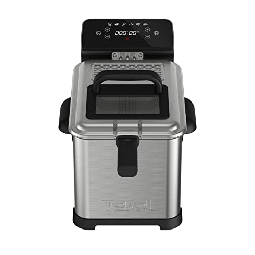 Tefal FR507D Family Pro Digital Elektrische Fritteuse | 4 L Öl-Kapazität | Kühlzonen-Technologie | spülmaschinenfeste Teile | digitaler LED-Bildschirm mit Touch-Panel | Schwarz/Edelstahl von Tefal