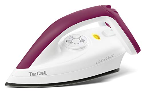 Tefal FS4030 Trockenbügeleisen Easygliss | 1200W | Durilium Bügelsohlen-Technologie | Thermostat | Bereitschaftsleuchte | Extralanges Netzkabel | Weiß/ Dunkelrot von Tefal