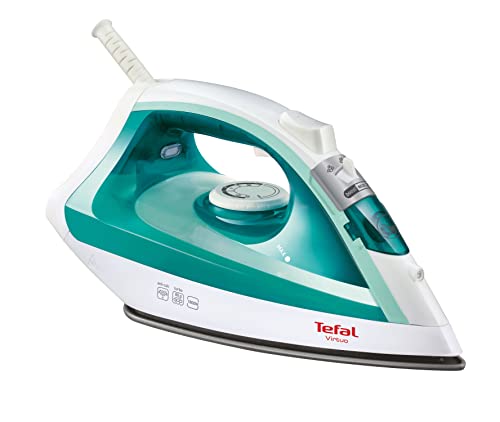 Tefal FV1710 Virtuo Dampfbügeleisen | 1800 Watt | 80 g/Min. Dampfstoß | 20 g/Min. kontinuierlicher Dampf | ergonomischer Dampfauslöser | Antihaft-Bügelsohle | vertikales Dampfglätten | Weiß/Türkis von Tefal