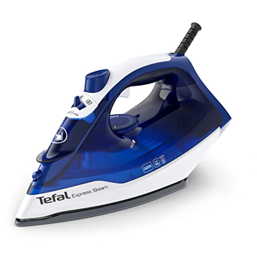 Tefal FV2838 Express Steam Dampfbügeleisen | 2400 Watt | Dampfstoß: 180 g/Min. | 270 ml Fassungsvermögen | schnelles Aufheizen und effizientes Bügeln | Keramik-Bügelsohle | Tropfstopp | Blau von Tefal