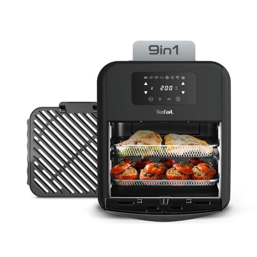 Tefal Easy Fry Oven & Grill 9-in-1 Heißluftfritteuse, 11 L für 6 Portionen, 7 Zubehörteile, 8 Programme, Online-Rezepte, gesunde Fritteuse ohne Öl, schnell & energiesparend, schwarz, FW5018 von Tefal