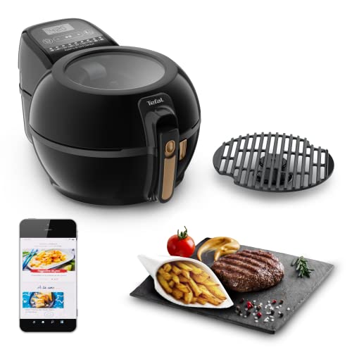 Tefal FZ7758 ActiFry & Grill Genius Heißluftfritteuse | inkl. Grillrost | automatischer Rührarm | 9 aut. Kochprogramme | Kapazität 1,2 kg | gesundes Frittieren ohne Öl | digitales Rezeptbuch | Schwarz von Tefal