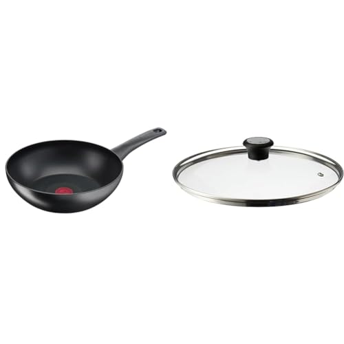 Tefal G26019 Ultimate On Wokpfanne 28CM & Glasdeckel 28 cm, Edelstahlfassung, Spülmaschinenfest, Dampfventil, Thermokunststoffgriff, 28097712 von Tefal