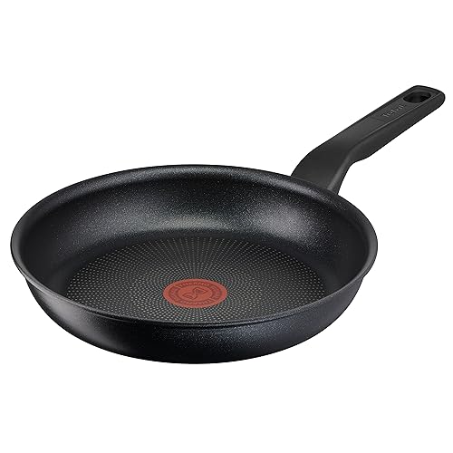 Tefal G30304 Titanium Force Bratpfanne | 24 cm | extra haltbare Antihaft-Beschichtung | Thermo Signal Temperaturanzeiger | induktionsgeeignet | Schüttrand | Schwarz von Tefal