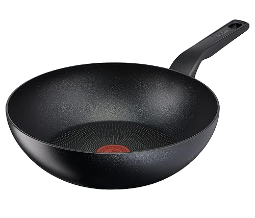 Tefal G30319 Titanium Force Wok-Pfanne | 28 cm | extra haltbare Antihaft-Beschichtung | Thermo Signal Temperaturanzeiger | induktionsgeeignet | tiefe Form | Schwarz von Tefal