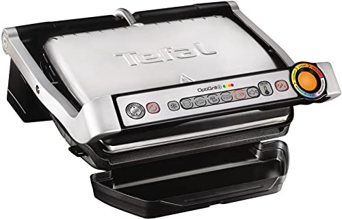 Tefal OptiGrill+ Kontaktgrill, 6 Programme, Garstufenanzeige, Abnehmbare Platten, Manueller Modus, Elektrogrill, Edelstahl, GC712D12 von Tefal