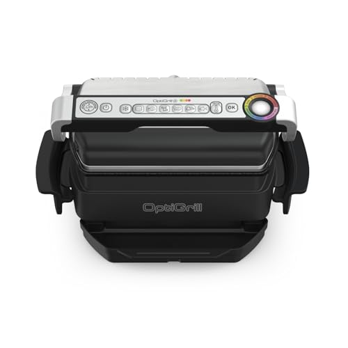 Tefal OptiGrill & Bake Kontaktgrill mit Backschale, 6 Programme, Garstufenanzeige, Abnehmbare Platten, Elektrogrill, Edelstahl, GC714D10 von Tefal