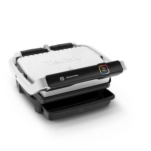 Tefal OptiGrill Elite Kontaktgrill, 12 Programme, Digitales Display mit Garstufenanzeige, Abnehmbare Platten, Elektrogrill, Edelstahl, GC750D16 von Tefal