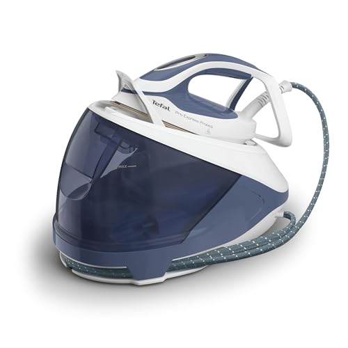 Tefal GV9225 Pro Express Protect Dampfbügelstation | 7,6 Bar Dampfdruck | variable Dampfmenge: 140 g/Min. | Dampfstoß: 550 g/Min. | Anti-Kalk-Kollektor | vertikale Dampffunktion | Blaugrau/Weiß von Tefal