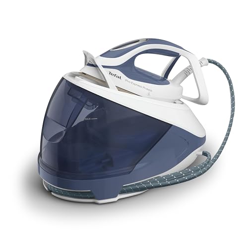 Tefal GV9225 Pro Express Protect Dampfbügelstation | 7,6 Bar Dampfdruck | variable Dampfmenge: 140 g/Min. | Dampfstoß: 550 g/Min. | Anti-Kalk-Kollektor | vertikale Dampffunktion | Blaugrau/Weiß von Tefal