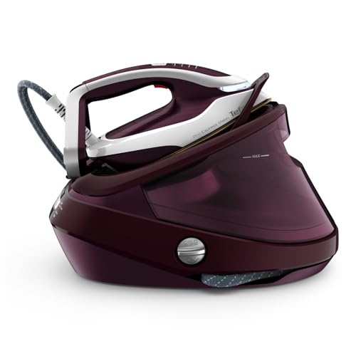 Tefal Pro Express Vision Dampfbügelstation, Smart LED-Leuchte am Bügeleisen, leistungsstarker 8,3-Bar-Druck, 180 g/Min. Dampf, 680 g/Min. extra Dampfstoß, Anti-Kalk System, dunkelrot/weiß, GV9810 von Tefal