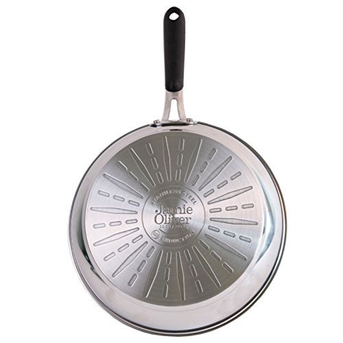 Tefal H80505 Jamie Oliver Edelstahl Bratpfanne 26 cm, Induktion Pfanne mit Antihaftbeschichtung, Bratpfanne auch für Induktionsherd, Antihaftpfanne, Nachfolger, inkl. Pfannenwender + Pfannenschoner von Tefal