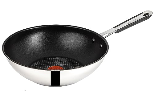 Tefal H80519 Jamie Oliver Edelstahl Wokpfanne Wok 28 cm, Induktion Pfanne mit Antihaftbeschichtung, Bratpfanne auch für Induktionsherd von Tefal