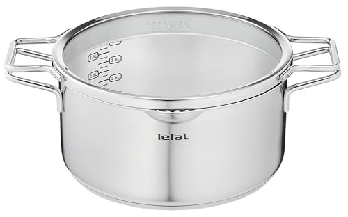 Tefal H85246 Nordica Kochtopf | 24 cm mit Glasdeckel | Doppelgriffe | Edelstahl-Topf | alle Herdarten | induktionsgeeignet | robuster Boden | Edelstahl Tefal H85246 Nordica Kochtopf | 24 cm mit Glasdeckel | Doppelgriffe | Edelstahl-Topf | alle Herdarten | induktionsgeeignet | robuster Boden | Edelstahl von Tefal