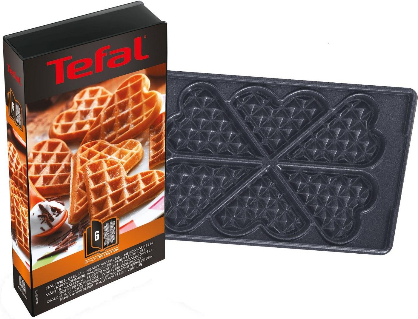 Tefal Herzwaffelplatten XA8006, Metall, passend für Tefal SW852D Snack Collection von Tefal