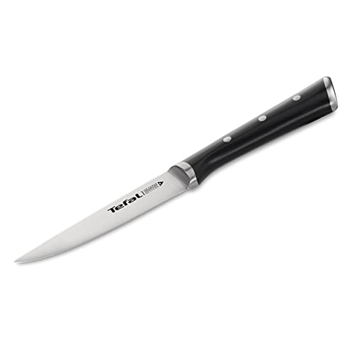 Tefal Ice Force Universalmesser, 11cm Klinge, Küchenmesser, Korrosionsschutz, Allzweckmesser mit Handschutz, Edelstahl, schwarz, K23209 von Tefal