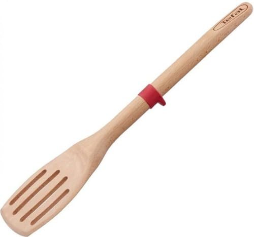 Tefal Ingenio K23033 Holz-Bratwender mit Schlitzen | Buchenholz/Silikon Rutschfester Sicherheitsring aus Silikon | Farbe: Brauno|38.5 x 9.2 x 2.7 cm von Tefal