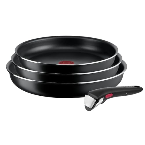 Tefal Ingenio Easy On 4-teiliges Pfannenset abnehmbarer Griff, 22/ 24/26 cm, stapelbar, platzsparend, Pfannen mit Antihaftversiegelung, einfache Handhabung und Reinigung, L15992 von Tefal