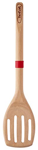 Tefal Ingenio K23033 Holz-Bratwender mit Schlitzen | Buchenholz/Silikon Rutschfester Sicherheitsring aus Silikon | Farbe: Brauno|38.5 x 9.2 x 2.7 cm von Tefal