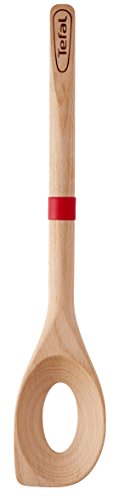 Tefal Ingenio K23085 Holz-Risotto-Löffel | Buchenholz/Silikon Rutschfester Sicherheitsring aus Silikon | Farbe: Braun / Rot, 38.4 x 9.2 x 2.7 cm von Tefal