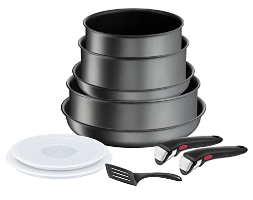 Tefal Ingenio L7619302 Kochgeschirr, 10-teilig, Pfannen, Töpfe, Induktion, widerstandsfähige Antihaftbeschichtung, stapelbar, spülmaschinenfest, hergestellt in Frankreich, Daily Chef On von Tefal